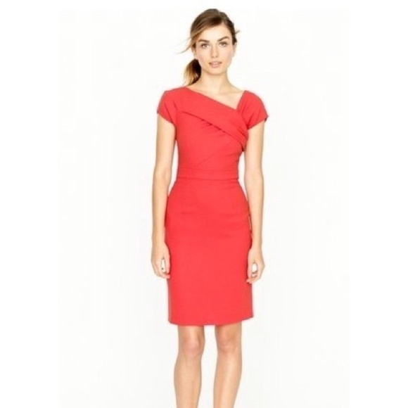 J. Crew Dresses & Skirts - J. Crew Coral Cap Sleeve Sheath Pleated Detail Midi Dress